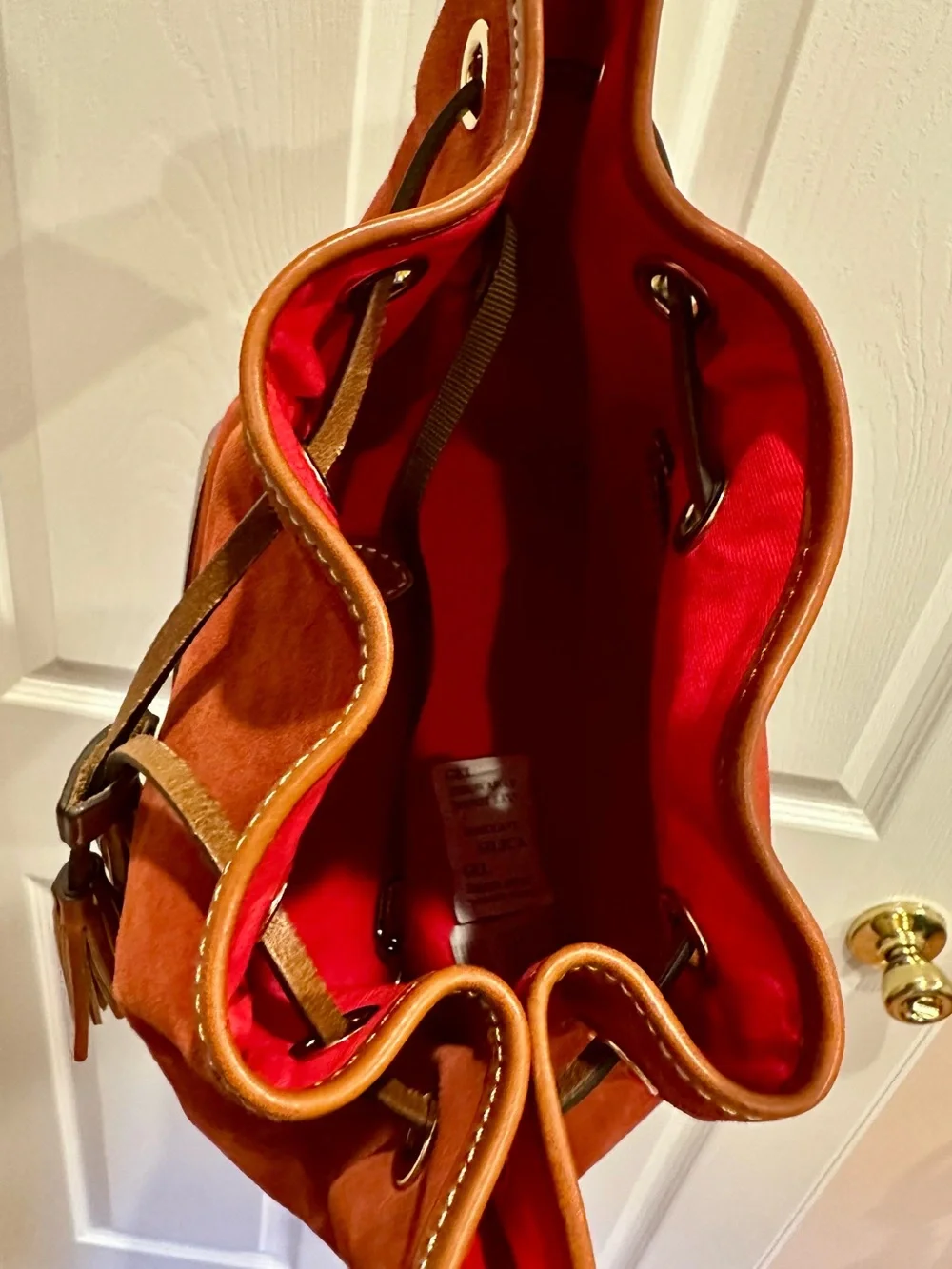 Dooney & Bourke Orange Suede Bucket Bag - Picture 7 of 12